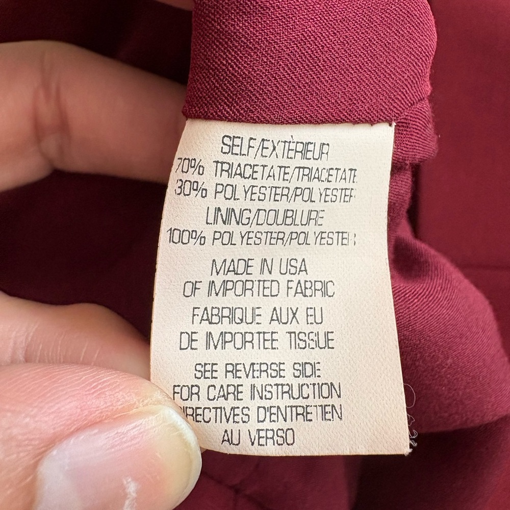 Theory Burgundy Short Sleeve Shift Dress Size 0 USA Made - Picture 6 of 11